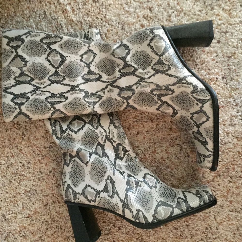 Snakeskin Print Boots